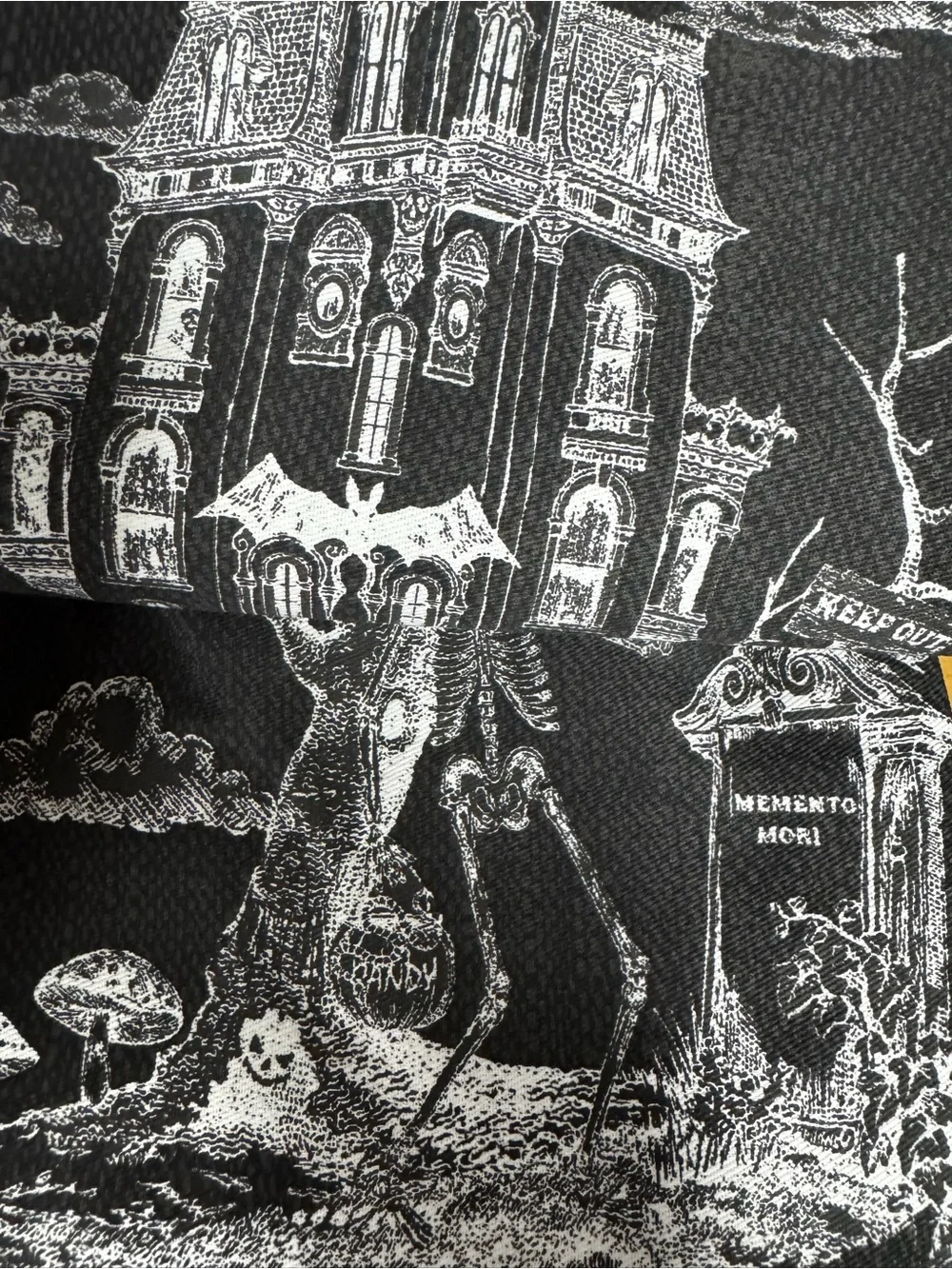 Martha Stewart Black and White Gothic Toile Shower Curtain Halloween NEW
